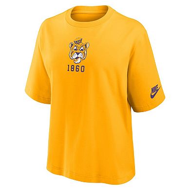 Women's Nike Gold LSU Tigers Boxy Legacy Established T-Shirt