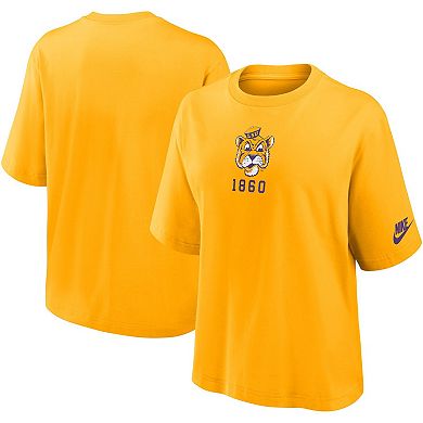 Women's Nike Gold LSU Tigers Boxy Legacy Established T-Shirt