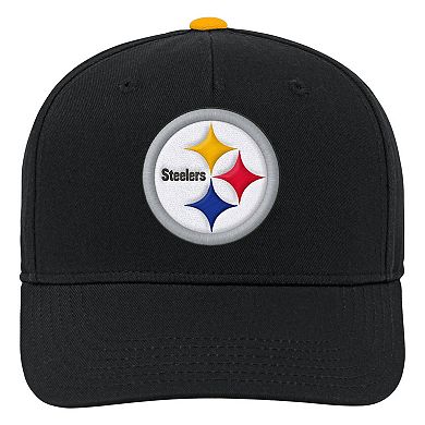 Youth Black Pittsburgh Steelers Team Pre-Curved Adjustable Hat