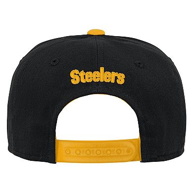 Youth Black Pittsburgh Steelers Team Pre-Curved Adjustable Hat