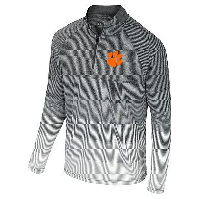 Men's Colosseum Gray Clemson Tigers AI Striped Mesh Quarter-Zip Raglan Windshirt