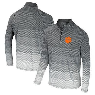 Men's Colosseum Gray Clemson Tigers AI Striped Mesh Quarter-Zip Raglan Windshirt
