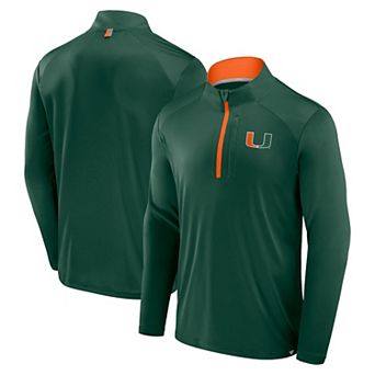 Men's Fanatics Green Miami Hurricanes Fundamental Defender Quarter-Zip Jacket