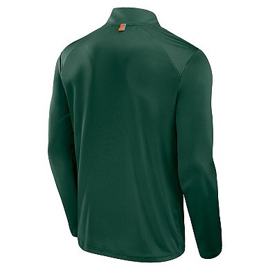 Men's Fanatics Green Miami Hurricanes Fundamental Defender Quarter-Zip Jacket