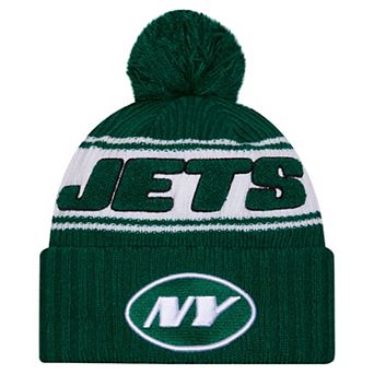 Men's New Era Green New York Jets 2024 Sideline Cuffed Knit Hat with Pom