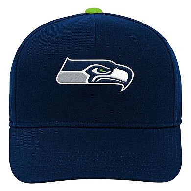 Youth College Navy Seattle Seahawks Team Pre-Curved Adjustable Hat