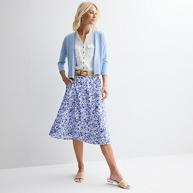 Women's Croft & Barrow® Floral Button-Front Midi Skirt