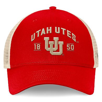 Men's Top of the World Red Utah Utes Heritage Waylon Trucker Adjustable Hat