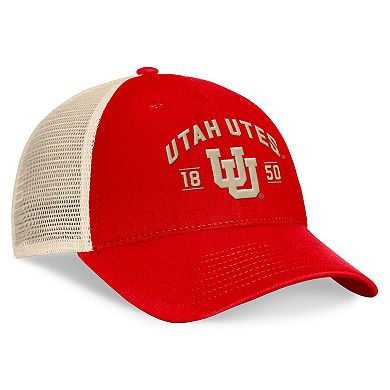 Men's Top of the World Red Utah Utes Heritage Waylon Trucker Adjustable Hat