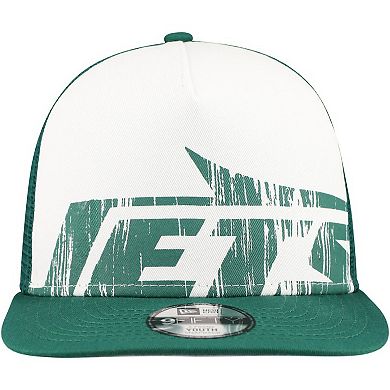 Youth New Era White/Green New York Jets Distressed 9FIFTY A-Frame Snapback Hat