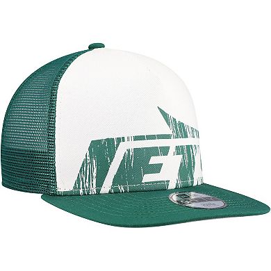Youth New Era White/Green New York Jets Distressed 9FIFTY A-Frame Snapback Hat