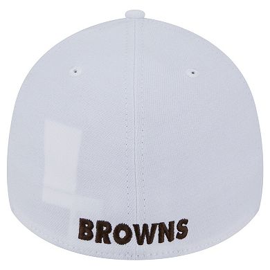 Men's New Era White Cleveland Browns Throwback 39THIRTY Flex Hat