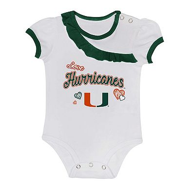 Girls Newborn & Infant Miami Hurricanes Two-Piece Love My Team Bodysuit & Skirt Set