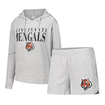 Women's Concepts Sport Gray Cincinnati Bengals Juniper Long Sleeve Hoodie Top & Shorts Set