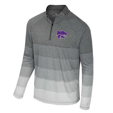 Men's Colosseum Gray Kansas State Wildcats AI Striped Mesh Quarter-Zip Raglan Windshirt