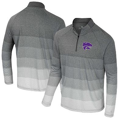 Men's Colosseum Gray Kansas State Wildcats AI Striped Mesh Quarter-Zip Raglan Windshirt