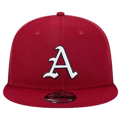 Men's New Era Cardinal Arkansas Razorbacks 9FIFTY Trucker Snapback Hat