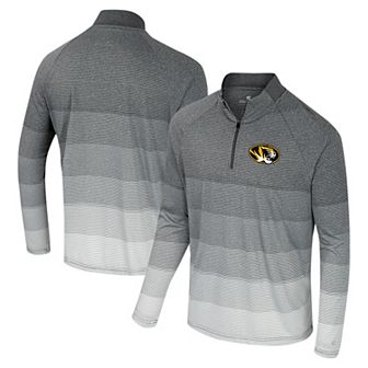 Men's Colosseum Gray Missouri Tigers AI Striped Mesh Quarter-Zip Raglan Windshirt