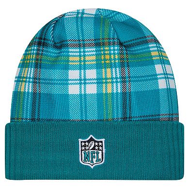 Men's New Era Teal Jacksonville Jaguars Sideline Statement Cuffed Knit Hat
