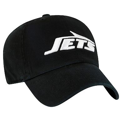 Men's '47 Black New York Jets Clean Up Team Script Adjustable Hat
