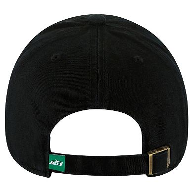 Men's '47 Black New York Jets Clean Up Team Script Adjustable Hat