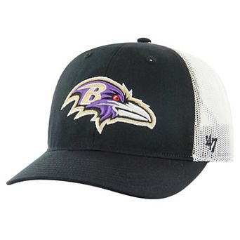 Men's '47 Black/White Baltimore Ravens Team Unstructured Trucker Adjustable Hat