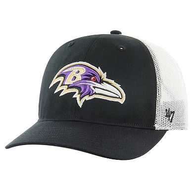 Men's '47 Black/White Baltimore Ravens Team Unstructured Trucker Adjustable Hat