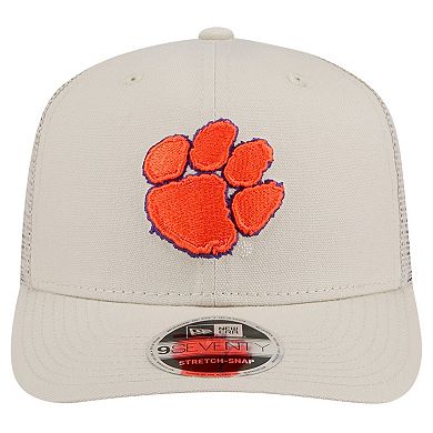Men's New Era Stone Clemson Tigers Canvas 9SEVENTY Stretch-Snap Adjustable Hat