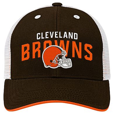 Youth Brown Cleveland Browns Core Lockup Trucker Adjustable Hat