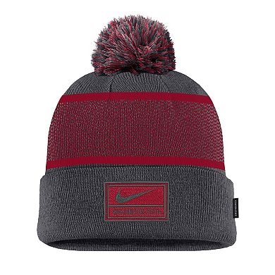 Men's Nike Anthracite Washington State Cougars 2024 Sideline Peak Cuffed Knit Hat with Pom