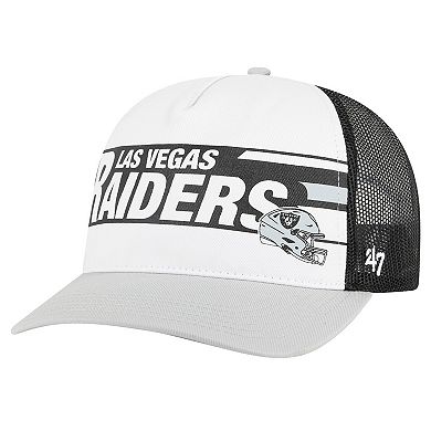 Men's '47 White/Gray Las Vegas Raiders Stack Line Hitch Trucker Adjustable Hat