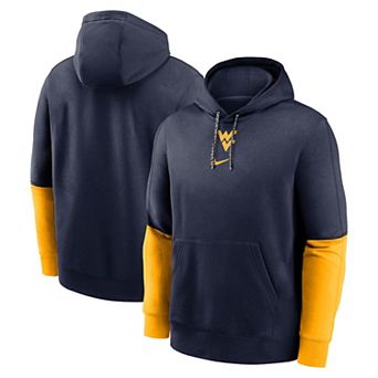 Men's Nike Navy/Gold West Virginia Mountaineers 2024 Sideline Club Pullover Hoodie
