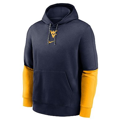 Men's Nike Navy/Gold West Virginia Mountaineers 2024 Sideline Club Pullover Hoodie
