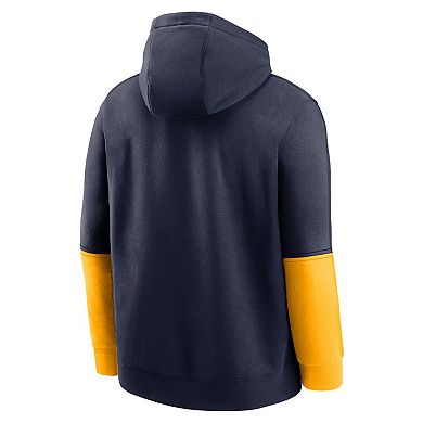 Men's Nike Navy/Gold West Virginia Mountaineers 2024 Sideline Club Pullover Hoodie