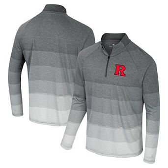 Men's Colosseum Gray Rutgers Scarlet Knights AI Striped Mesh Quarter-Zip Raglan Windshirt