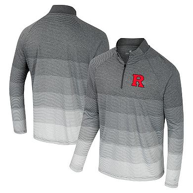 Men's Colosseum Gray Rutgers Scarlet Knights AI Striped Mesh Quarter-Zip Raglan Windshirt