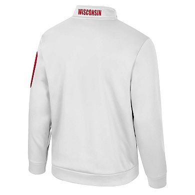 Men's Colosseum White Wisconsin Badgers Mainframe Quarter-Zip Fleece Jacket