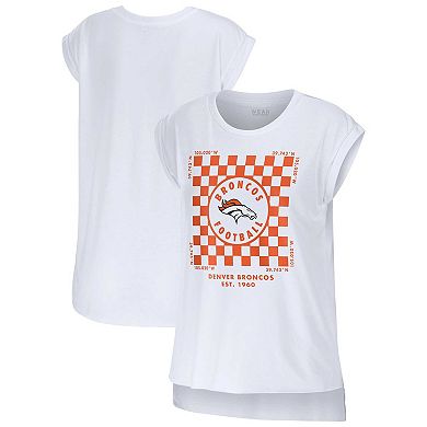 Women's WEAR by Erin Andrews White Denver Broncos Checker Muscle Tank Top