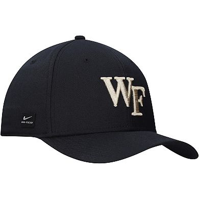 Men's Nike Black Wake Forest Demon Deacons 2024 Sideline Rise Swoosh Flex Hat