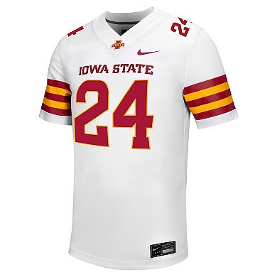 Men's Nike #24 White Iowa State Cyclones Untouchable Football Jersey