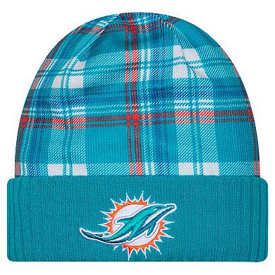 Men's New Era Aqua Miami Dolphins Sideline Statement Cuffed Knit Hat