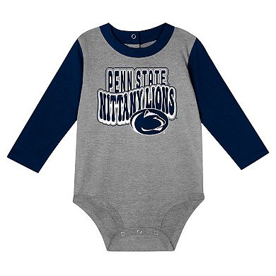 Infant Navy Penn State Nittany Lions Double Up Long Sleeve Bodysuit & Pant Set