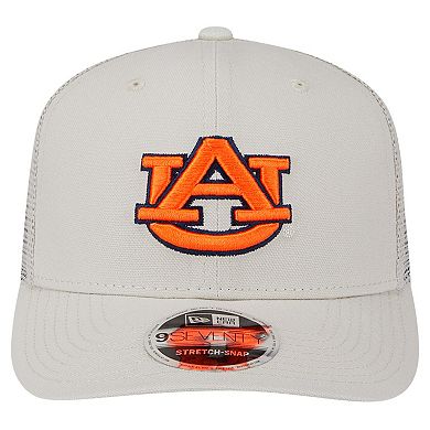 Men's New Era Stone Auburn Tigers Canvas 9SEVENTY Stretch-Snap Adjustable Hat
