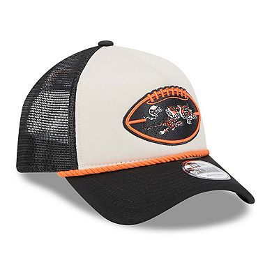 Men's New Era Stone/Black Cincinnati Bengals 2024 Sideline Historic 9FORTY A-Frame Trucker Adjustable Hat