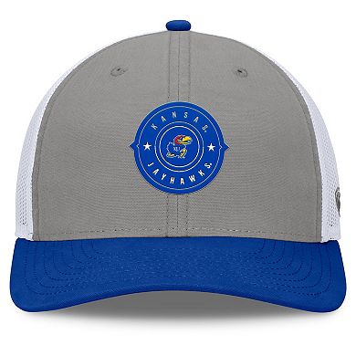 Men's Top of the World Gray/Royal Kansas Jayhawks Rob Trucker Adjustable Hat