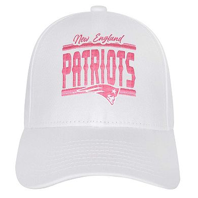 Girls Youth New England Patriots All White Structured Adjustable Hat