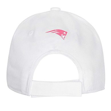 Girls Youth New England Patriots All White Structured Adjustable Hat