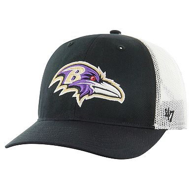 Youth '47 Black/White Baltimore Ravens Trucker Adjustable Hat