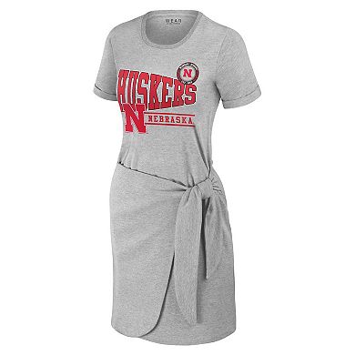Women's WEAR by Erin Andrews Heather Gray Nebraska Huskers Knotted T-Shirt Dress