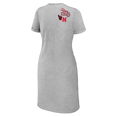 Women's WEAR by Erin Andrews Heather Gray Nebraska Huskers Knotted T-Shirt Dress